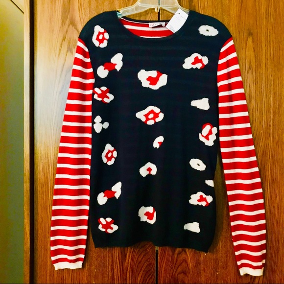 Valentino Tops - VALENTINO RED NWT CASHMERE COLOR BLOCK KNIT TOP L